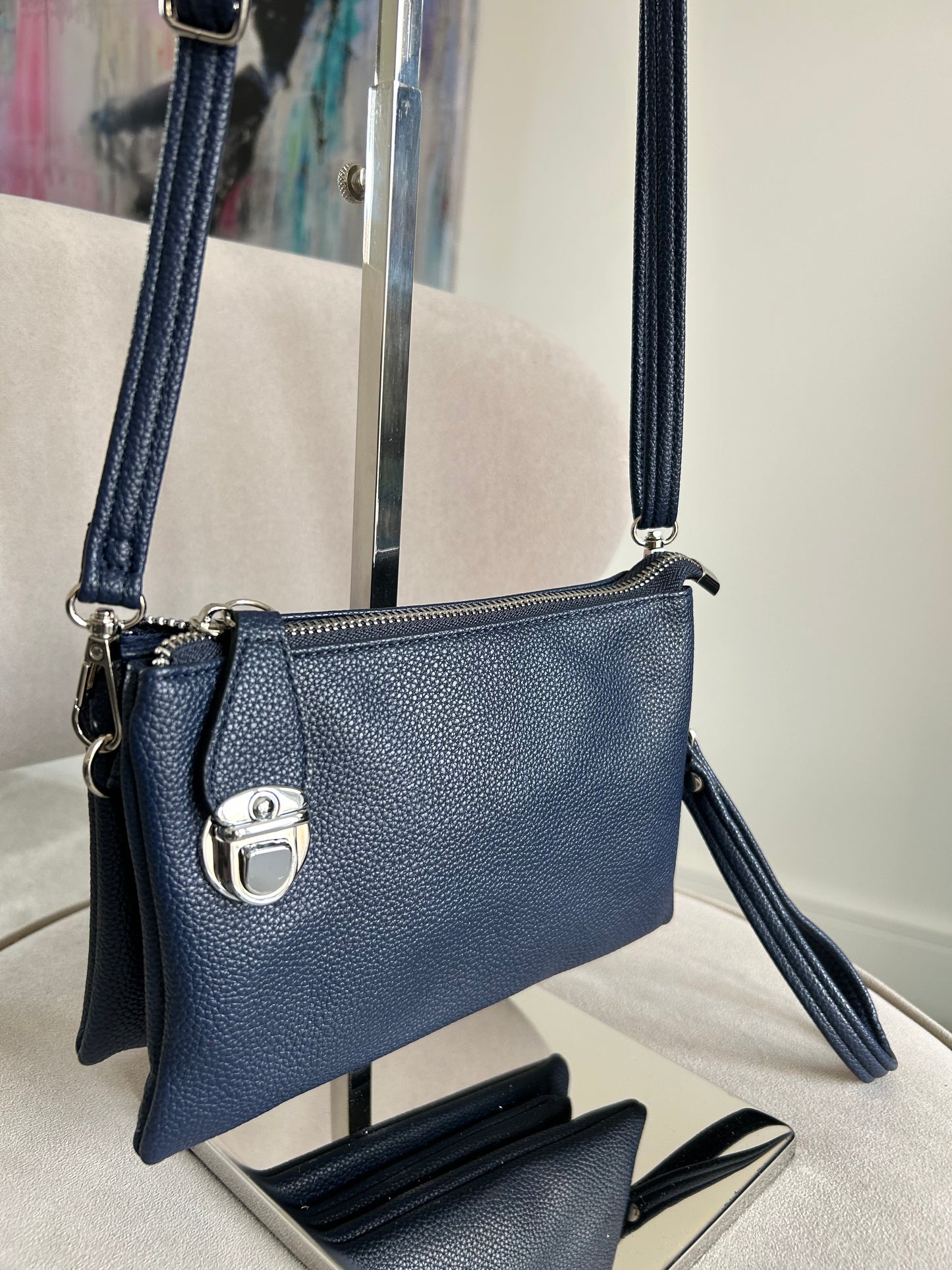Alex Navy Blue Small Clutch/Crossbody Bag