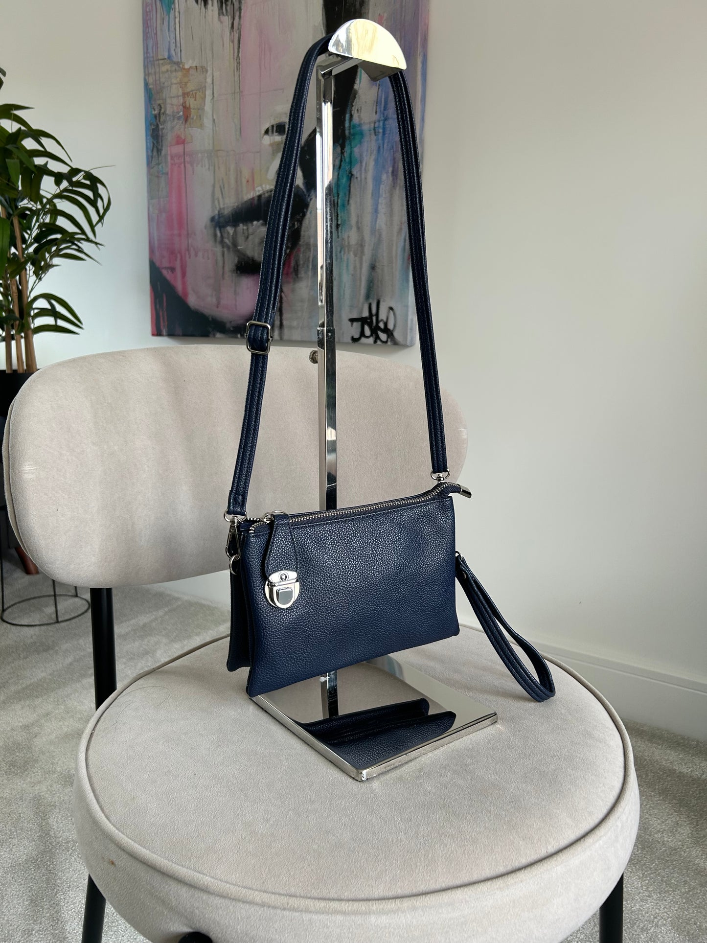 Alex Navy Blue Small Clutch/Crossbody Bag
