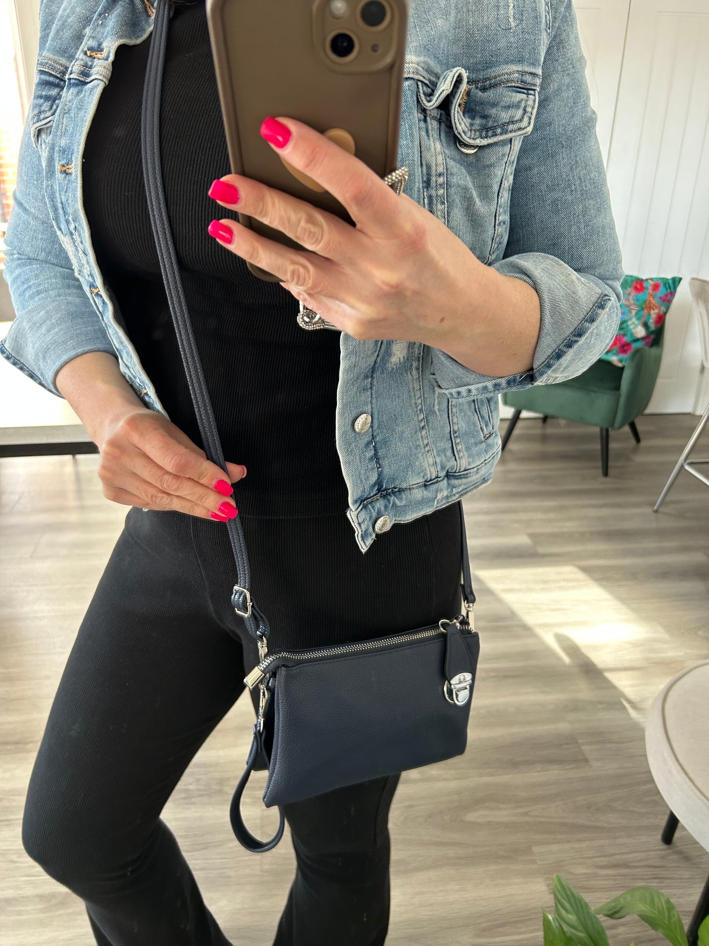 Alex Navy Blue Small Clutch/Crossbody Bag