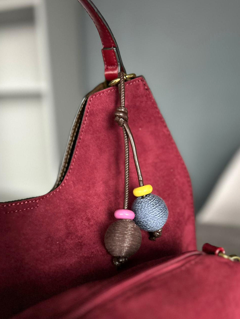 Harriott - wine faux suede 2 bag set