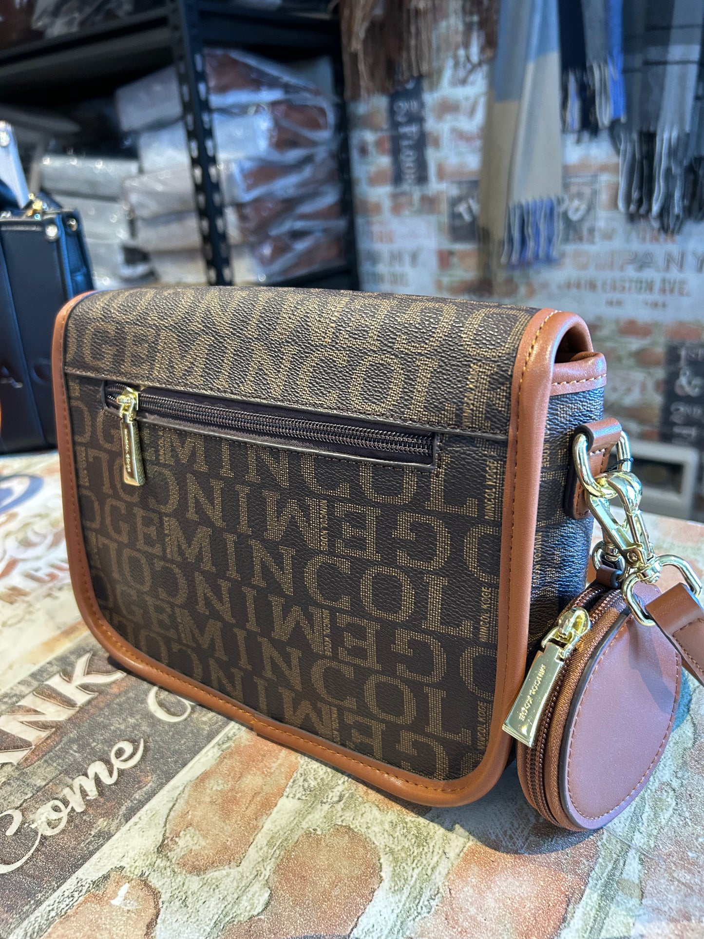 Claire - crossbody printed bag - Brown/Tan