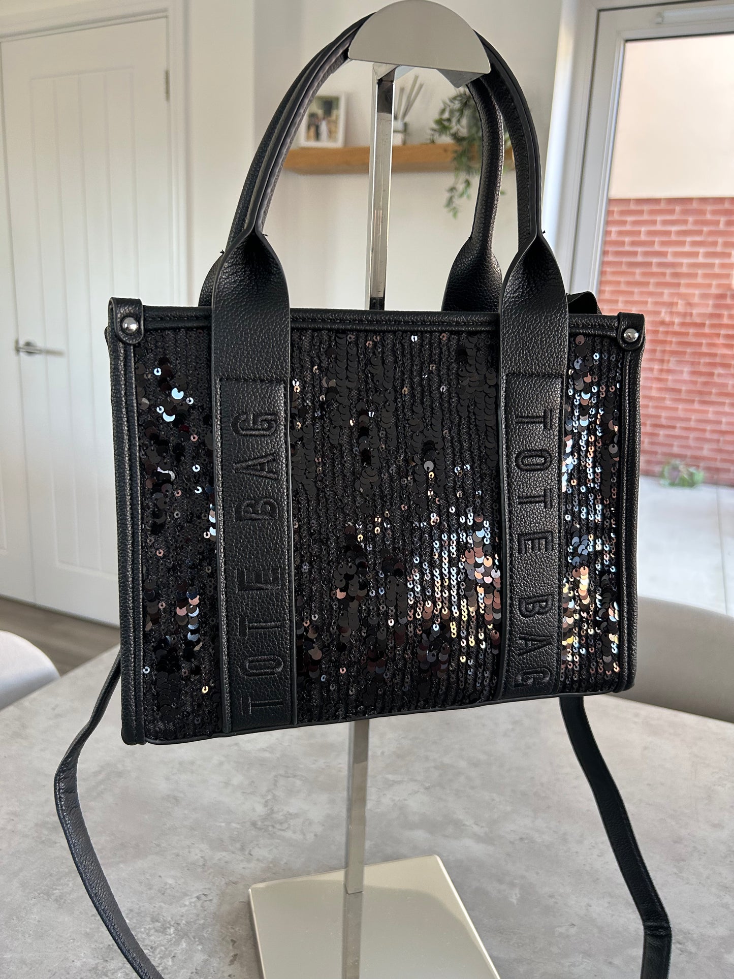 Roxy - Black Medium Sparkly Tote Bag