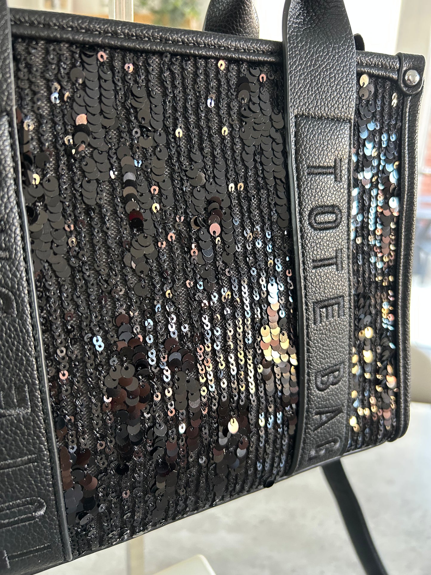 Roxy - Black Medium Sparkly Tote Bag