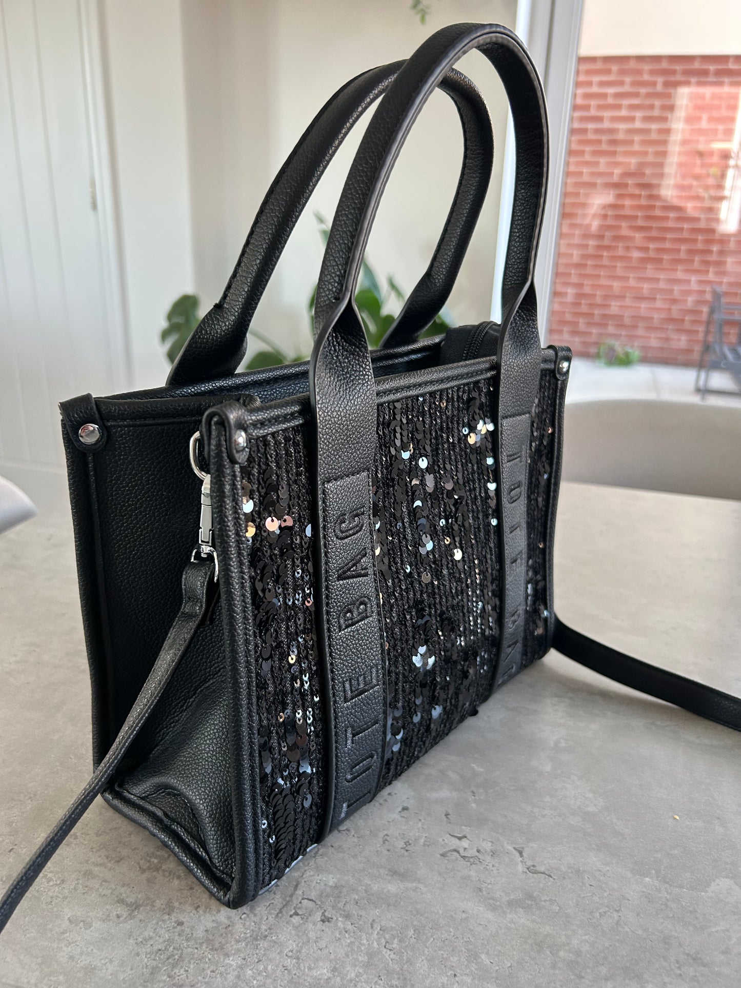 Roxy - Black Medium Sparkly Tote Bag