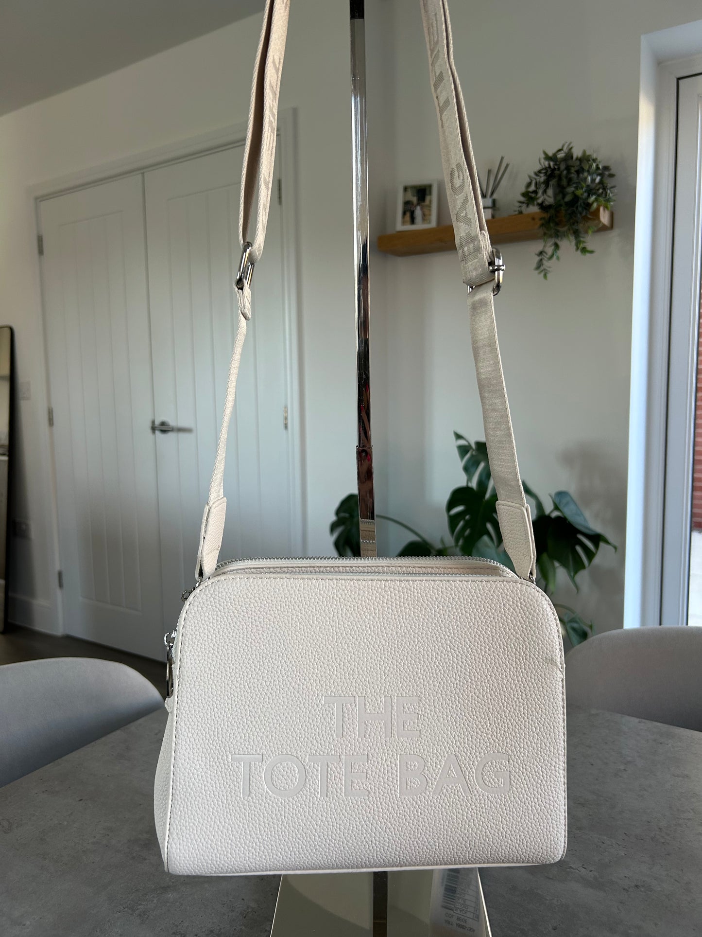 Emmie - Light Beige 3 Zip Crossbody Tote Bag
