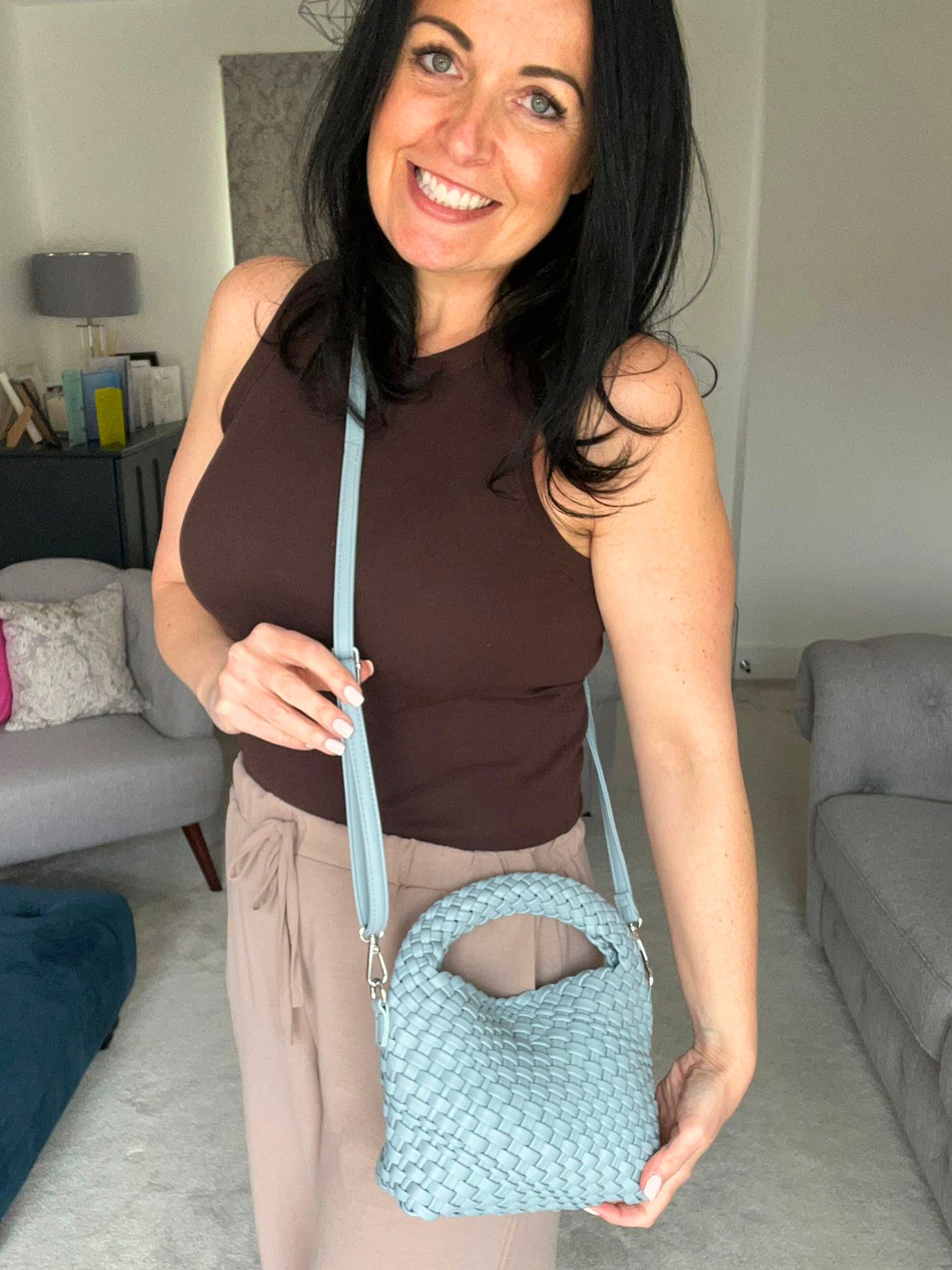 Isla - Faux Leather Small Soft Woven Bag