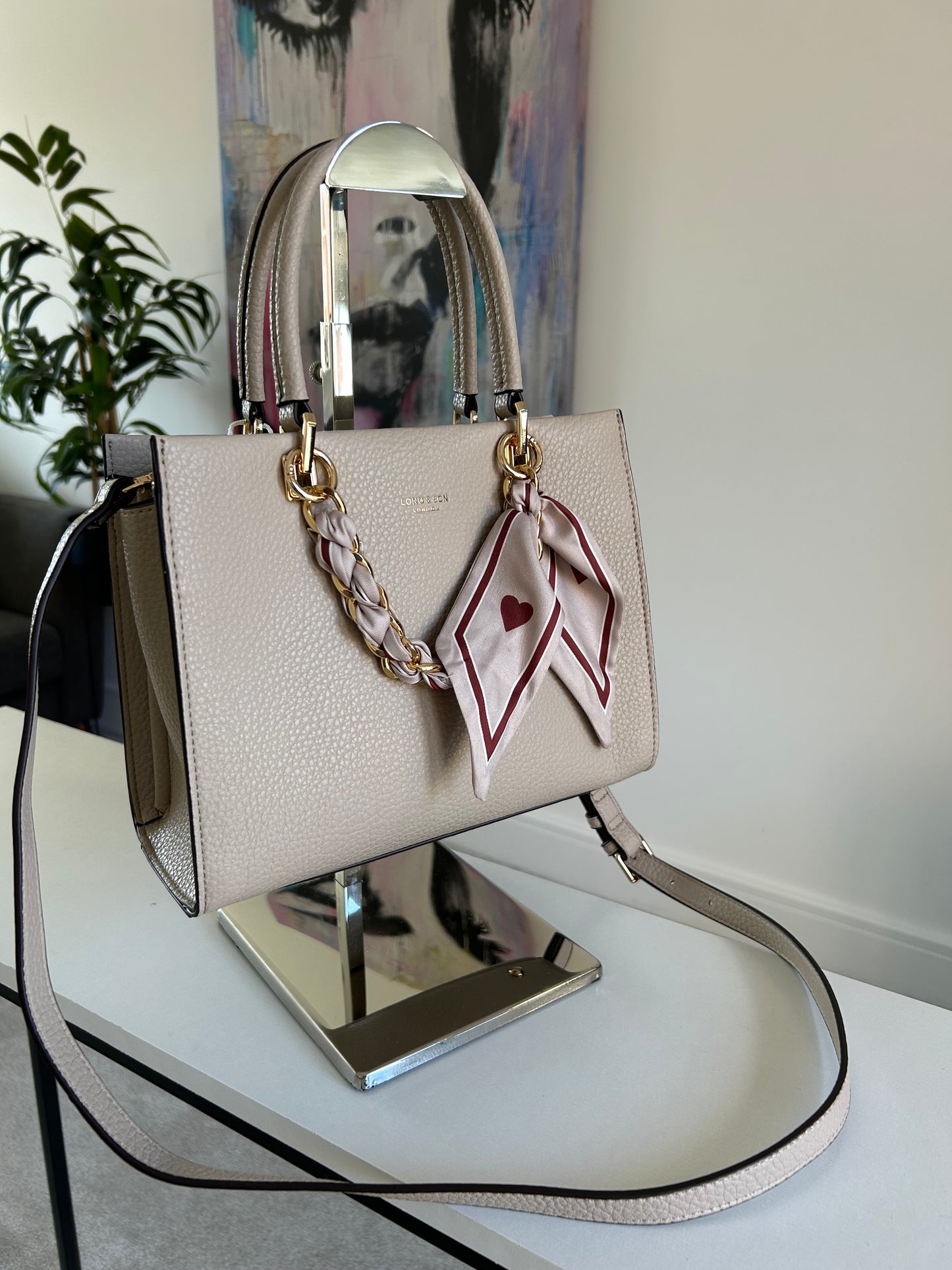 Charlotte - Handbag with chain & scarf detail