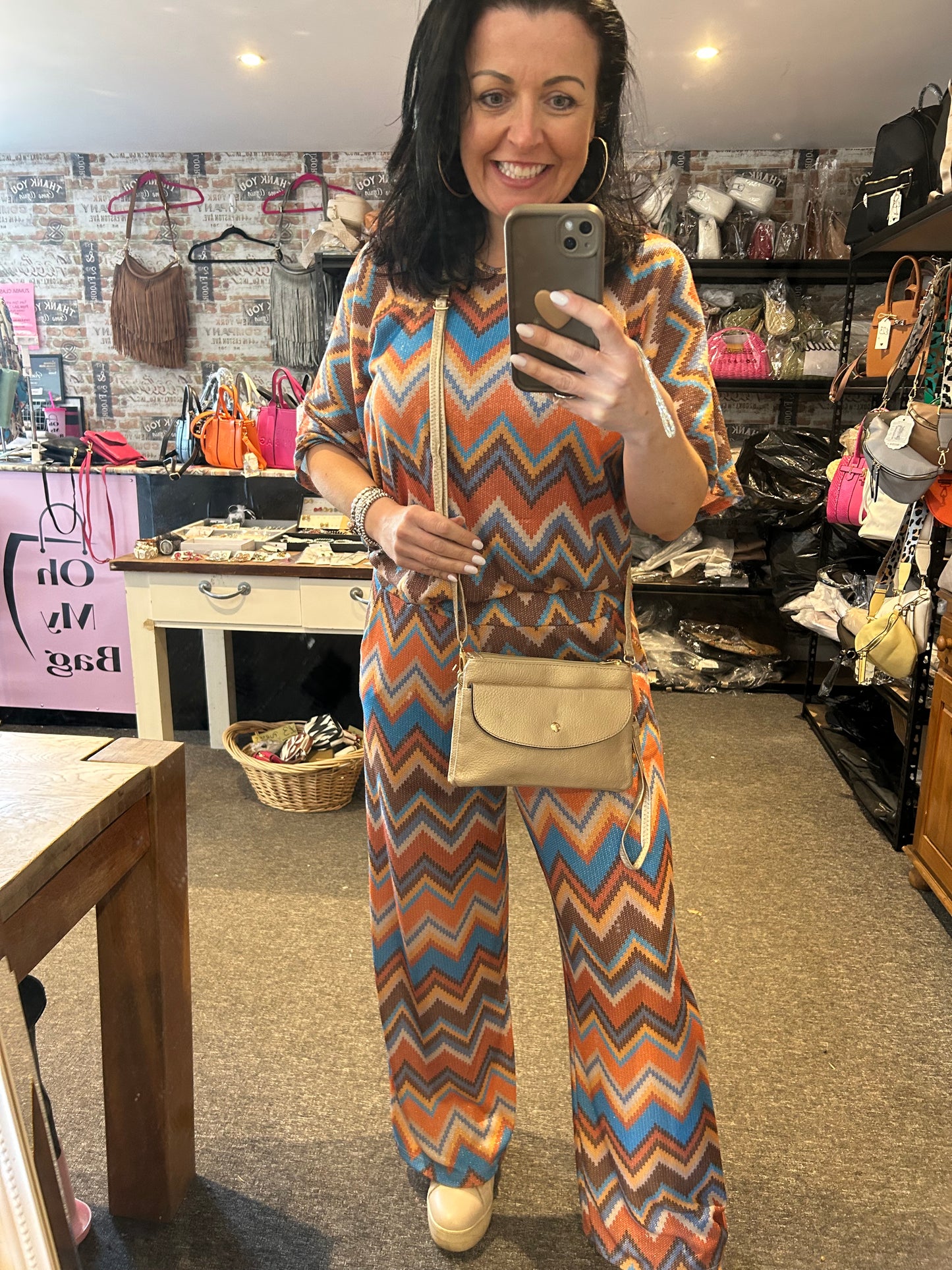 Jo-Jo ~ Light gold leather-look clutch/crossbody bag