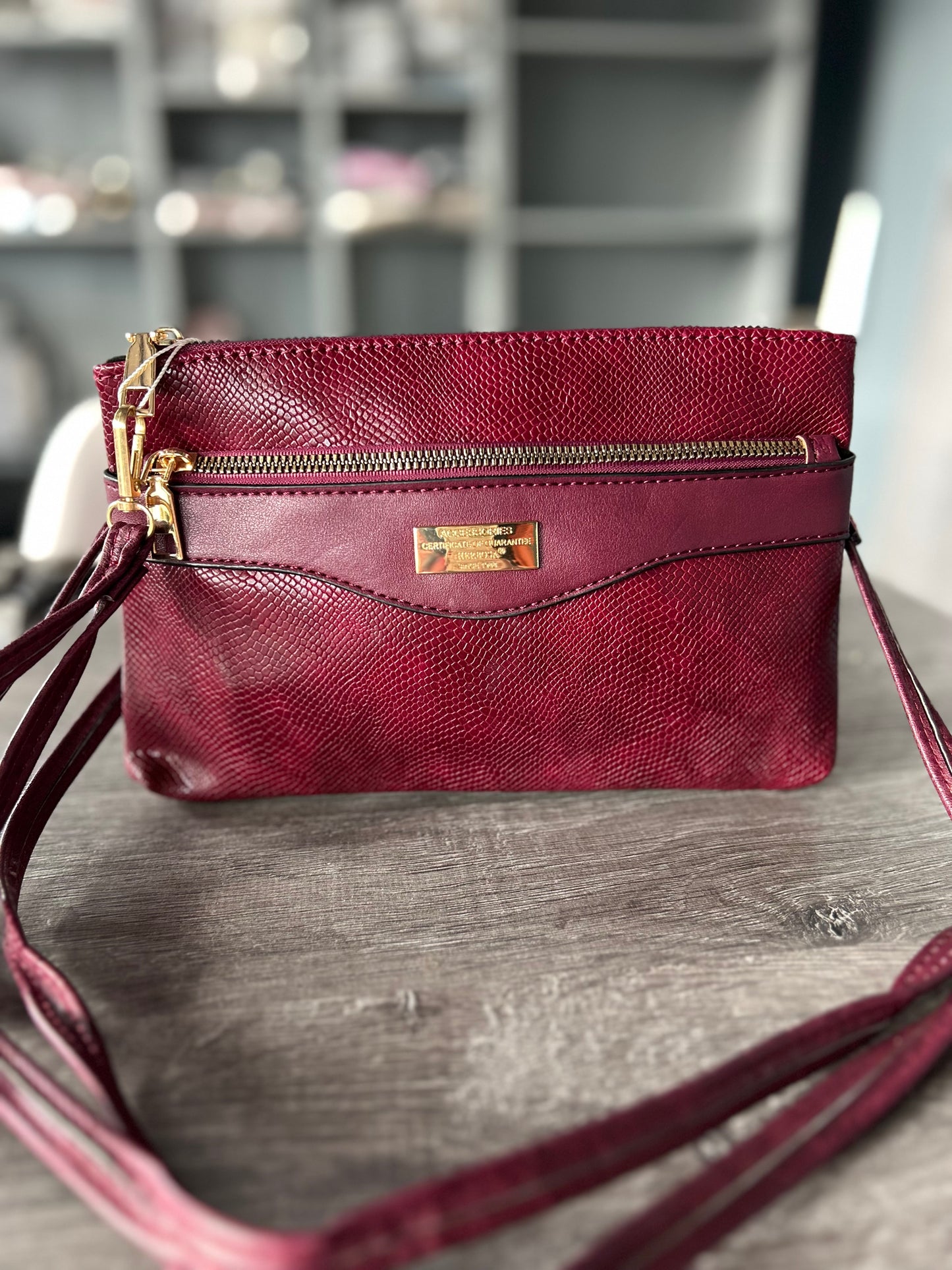 Zana - Faux Leather Small Snakeskin Effect Clutch / Crossbody Bag
