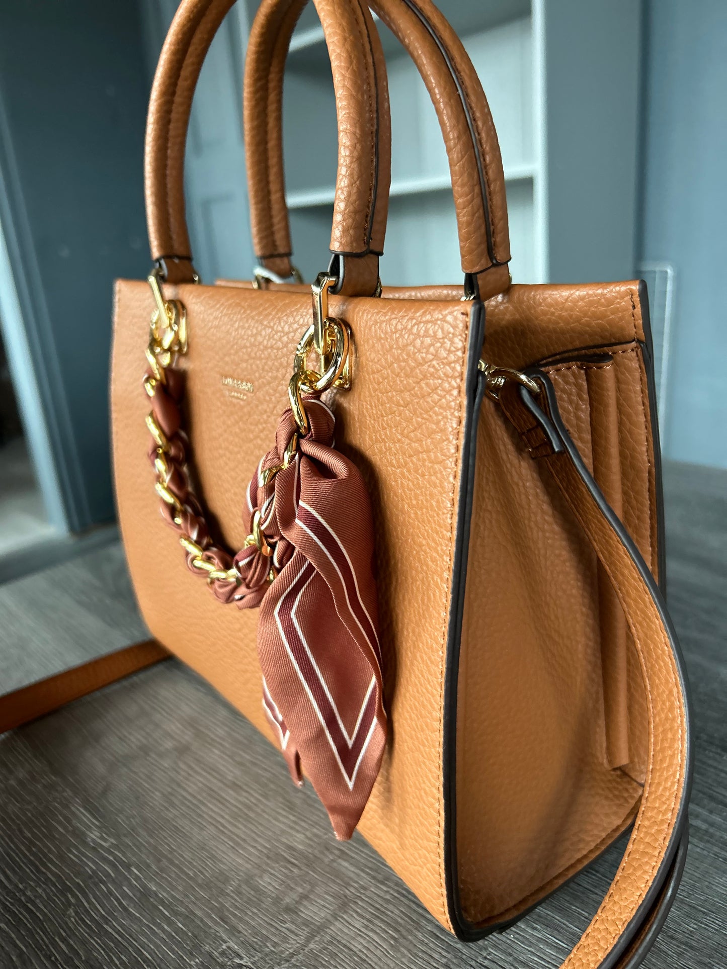 Charlotte - Handbag with chain & scarf detail