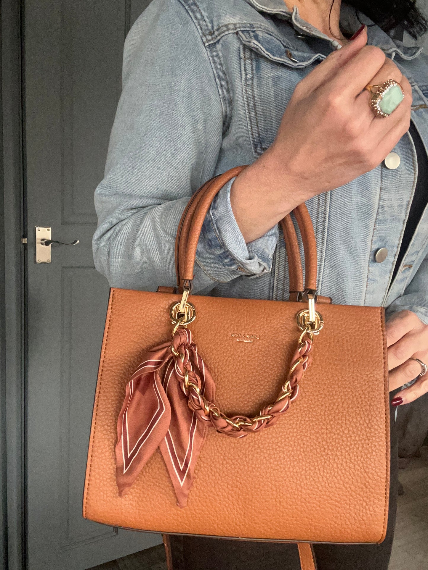 Charlotte - Handbag with chain & scarf detail