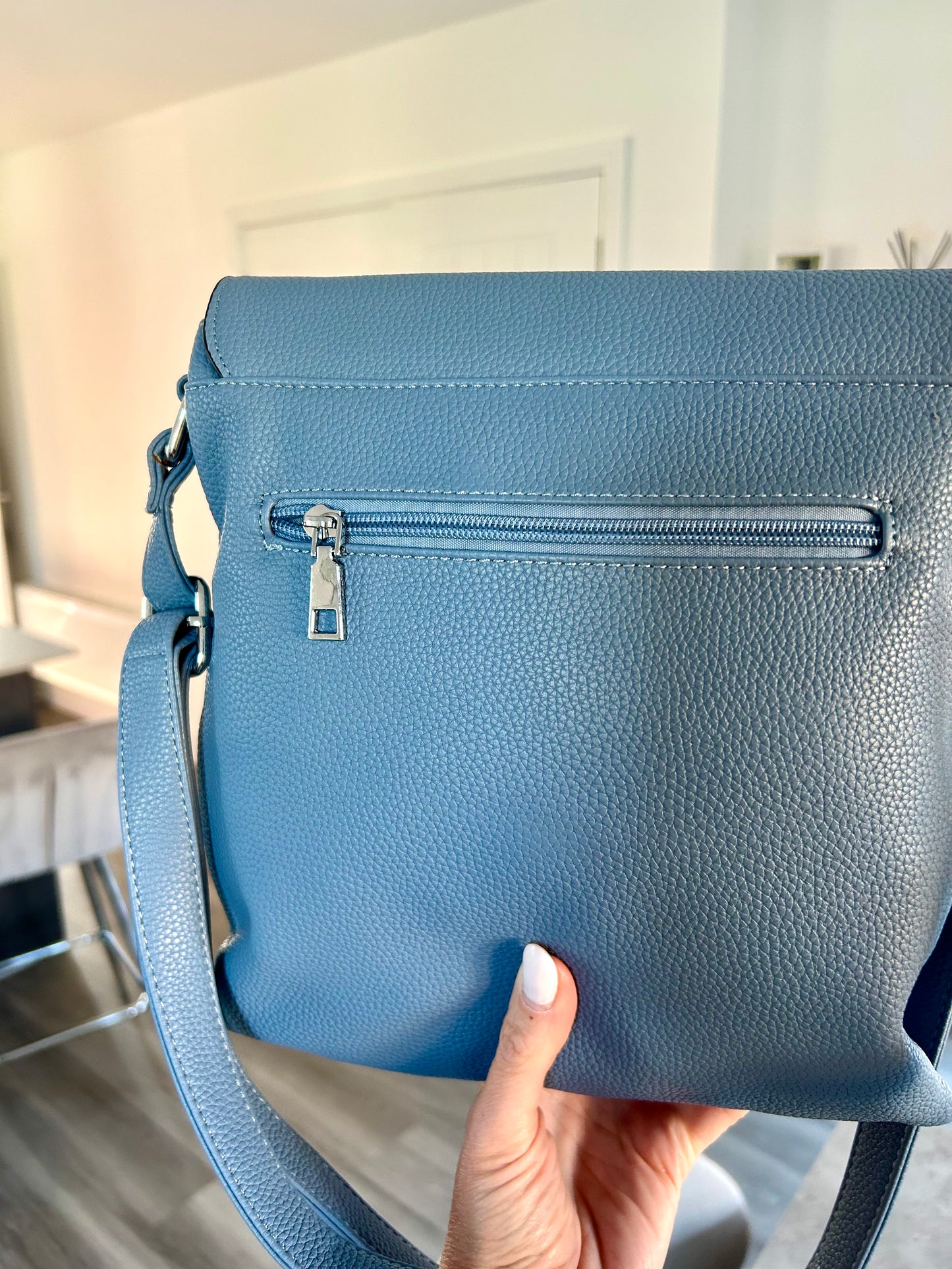 Candi - Blue crossbody flap-over bag