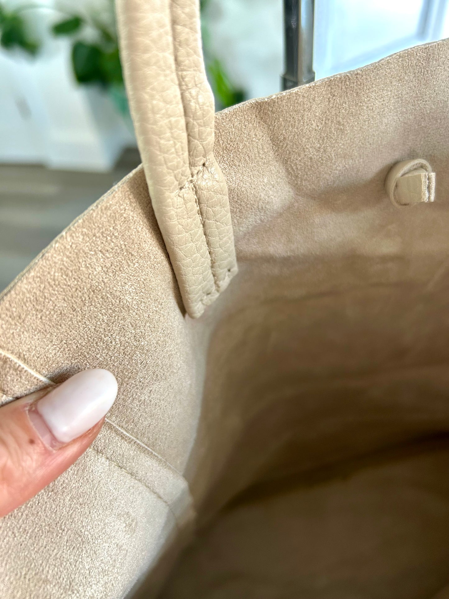 Sadie - Soft faux leather tote bag with matching crossbody bag - Beige