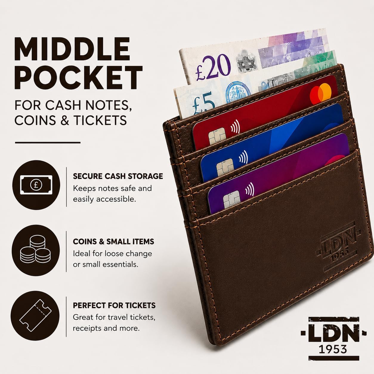 LDN Genuine Leather RFID Slim Card Holder