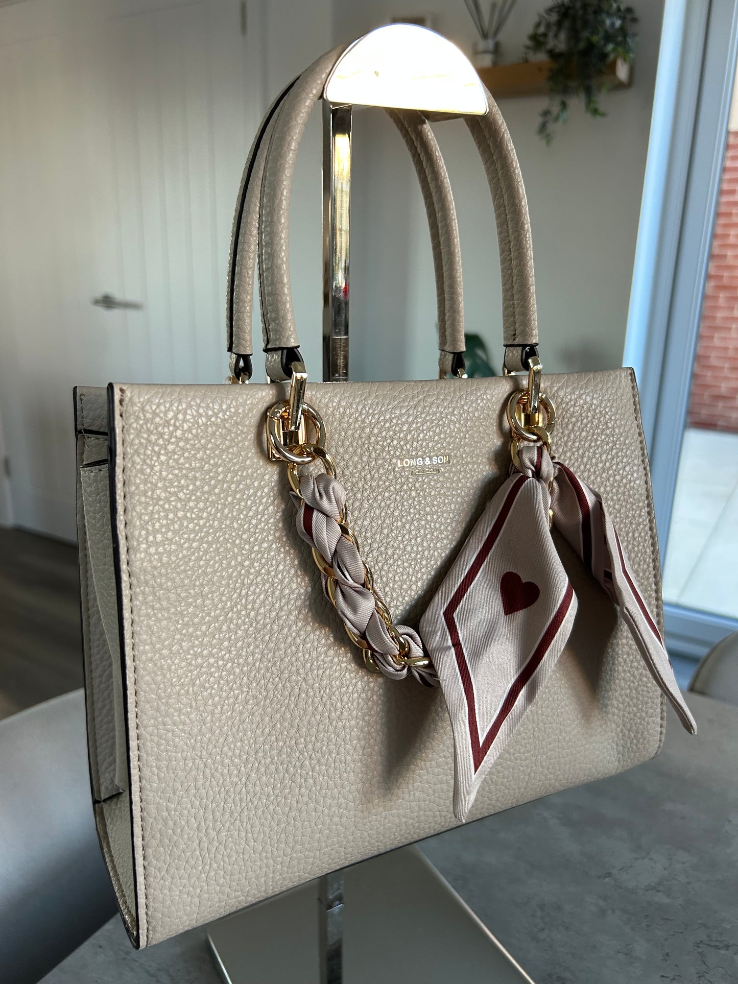 Charlotte - Handbag with chain & scarf detail