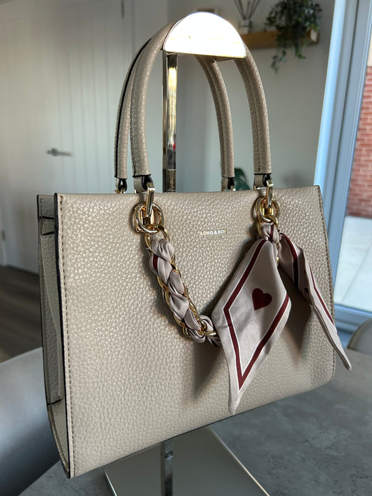 Charlotte - Handbag with chain & scarf detail