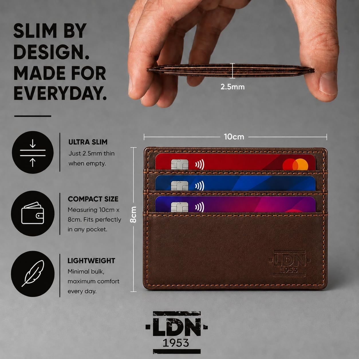 LDN Genuine Leather RFID Slim Card Holder