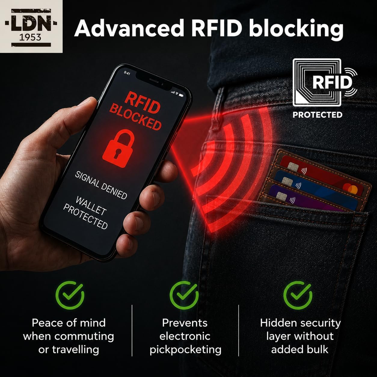 LDN Genuine Leather RFID Slim Card Holder