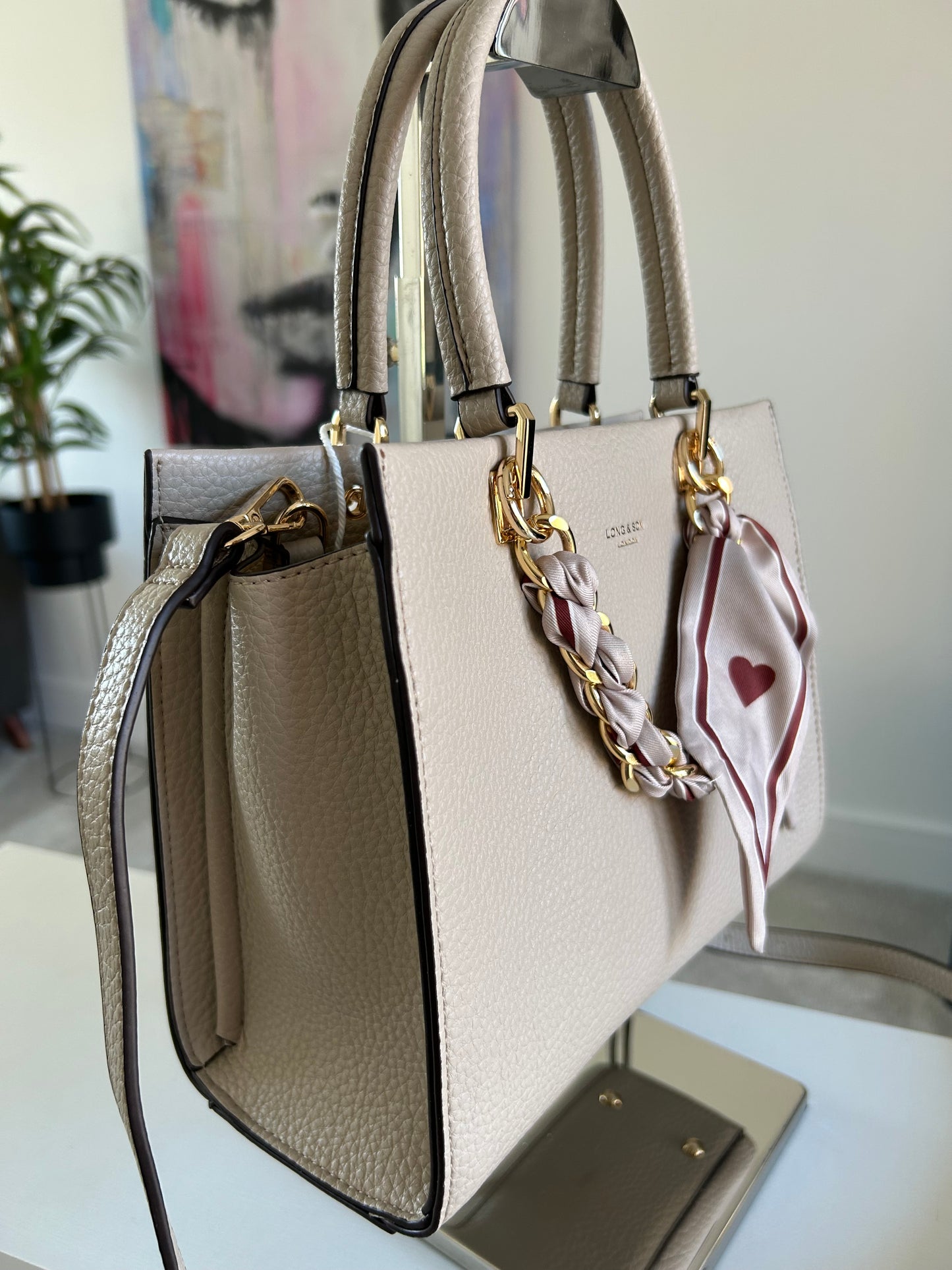 Charlotte - Handbag with chain & scarf detail