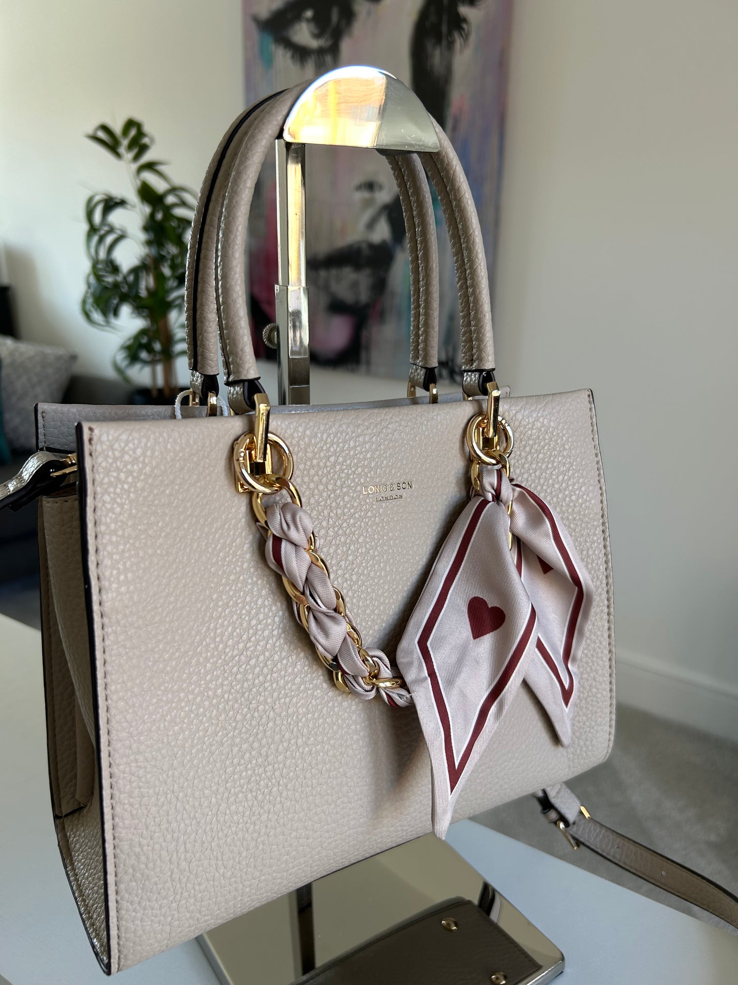 Charlotte - Handbag with chain & scarf detail