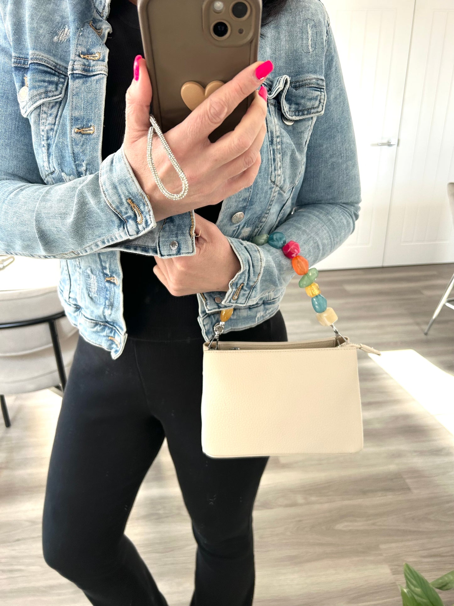 Connie - Small handbag with jewelled short strap