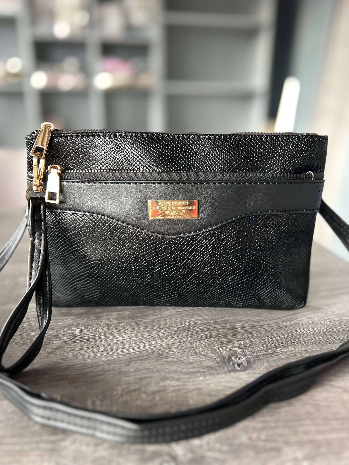 Zana - Faux Leather Small Snakeskin Effect Clutch / Crossbody Bag
