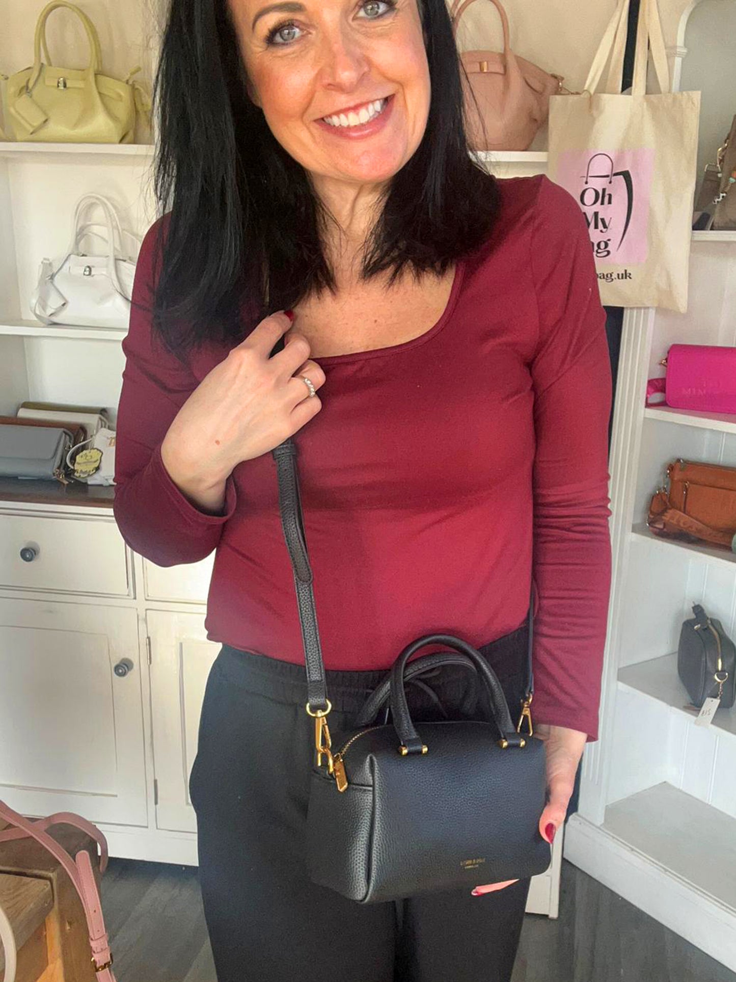Adele - Faux Leather Small Bowling Bag