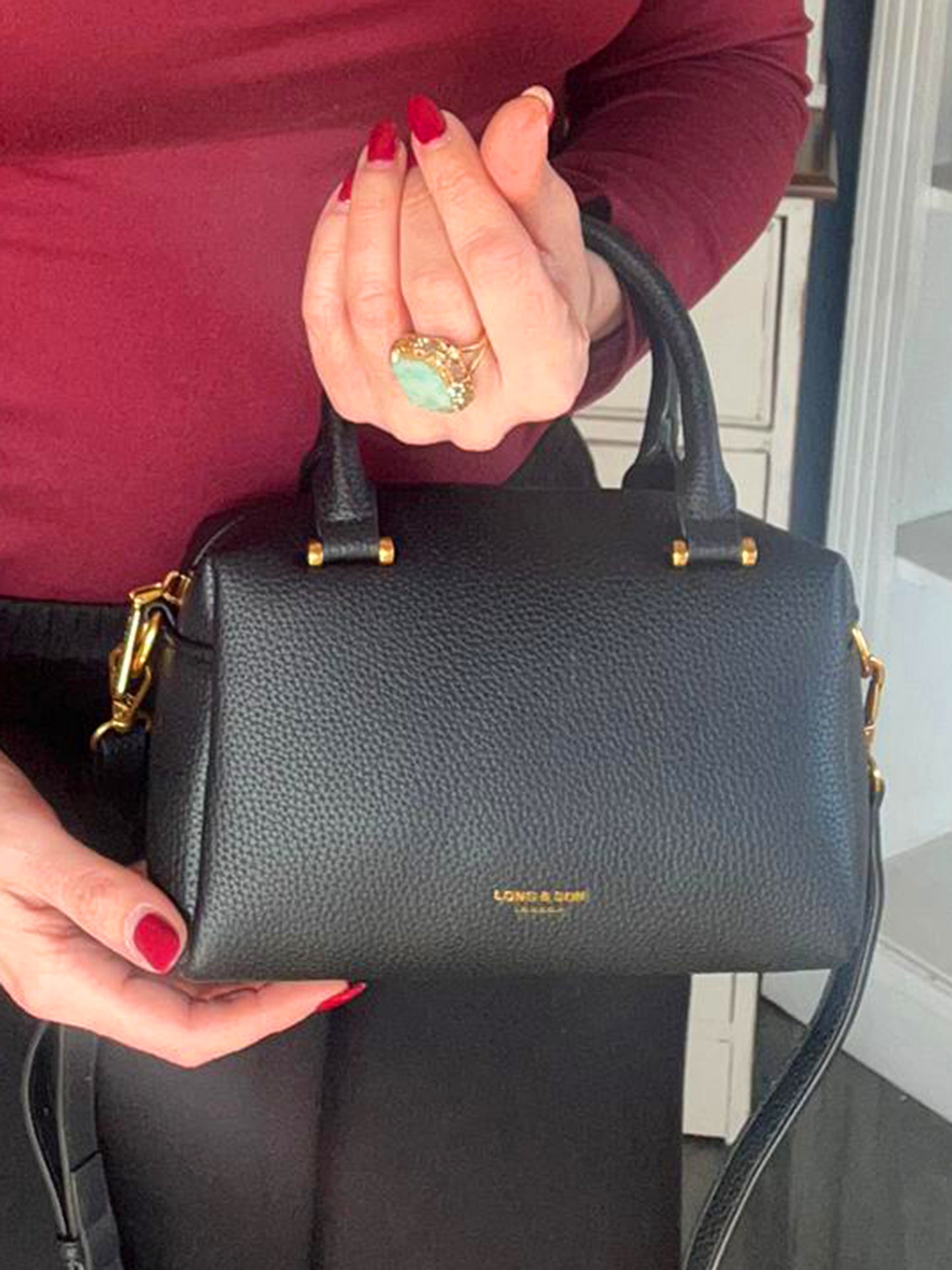 Adele - Faux Leather Small Bowling Bag