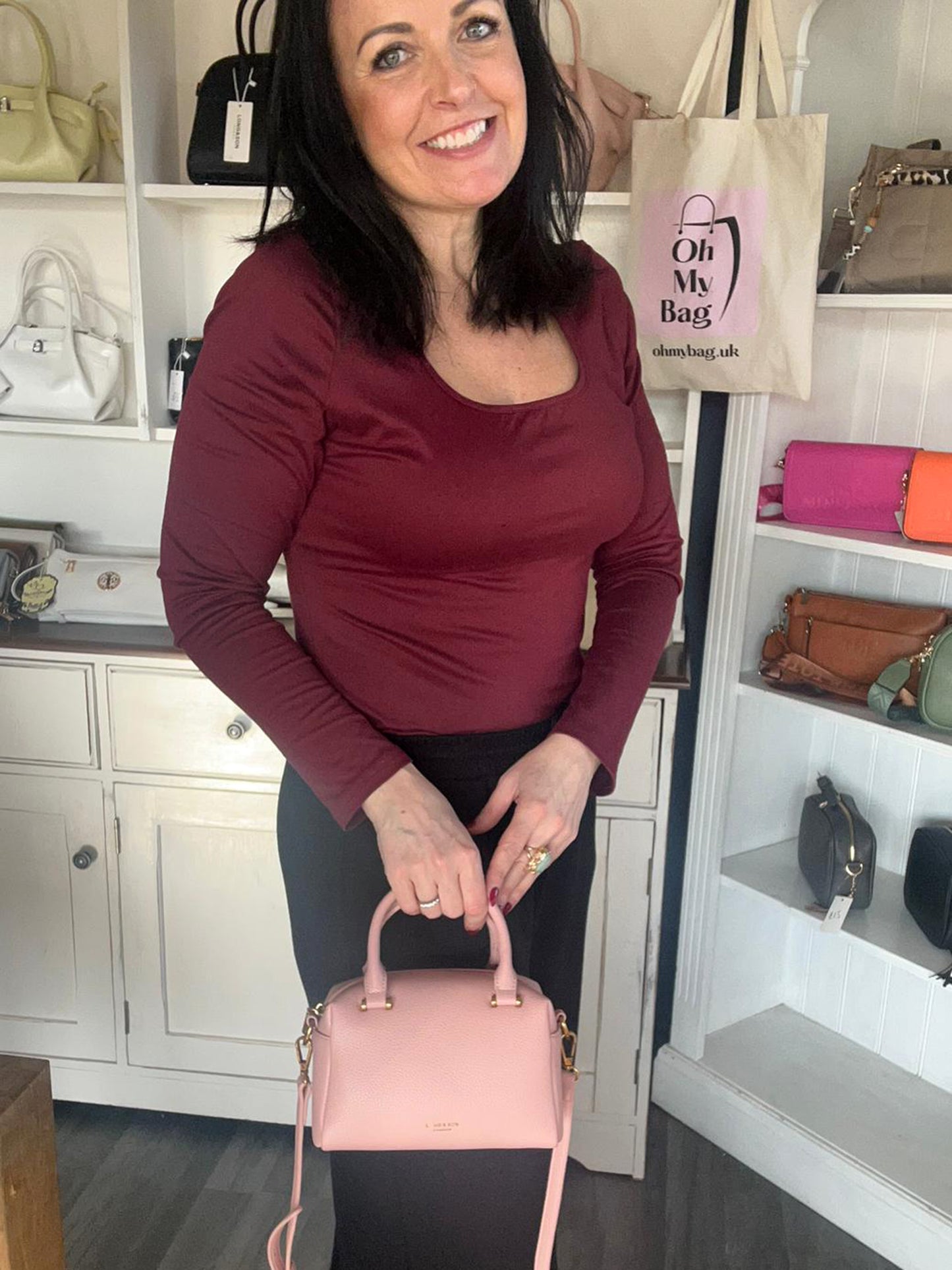 Adele - Faux Leather Small Bowling Bag