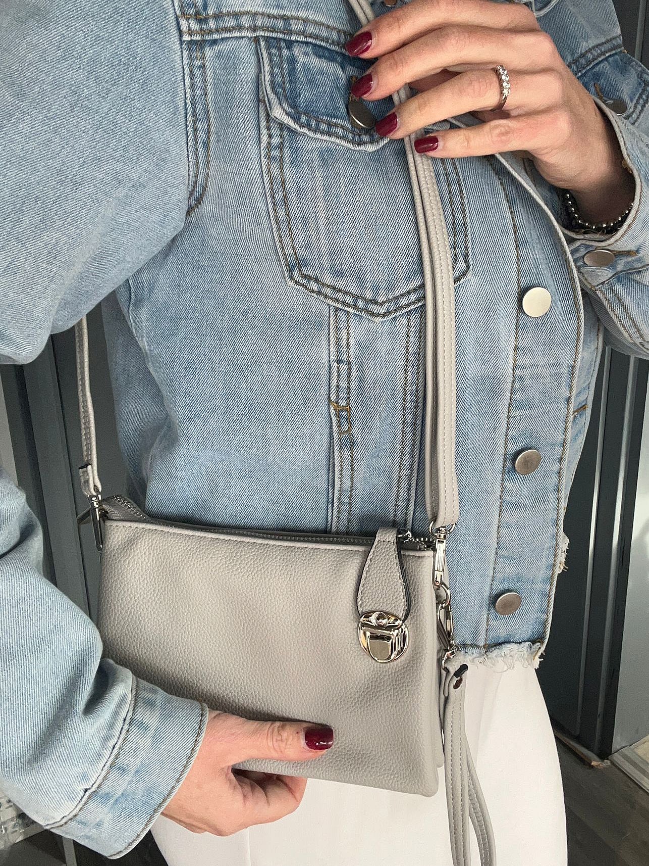 Alex - Small clutch / Crossbody Bag - Light Grey