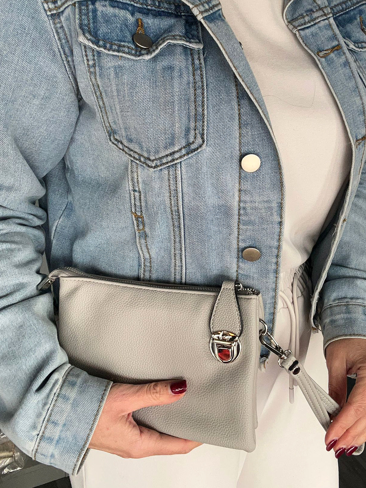 Alex - Small clutch / Crossbody Bag - Light Grey