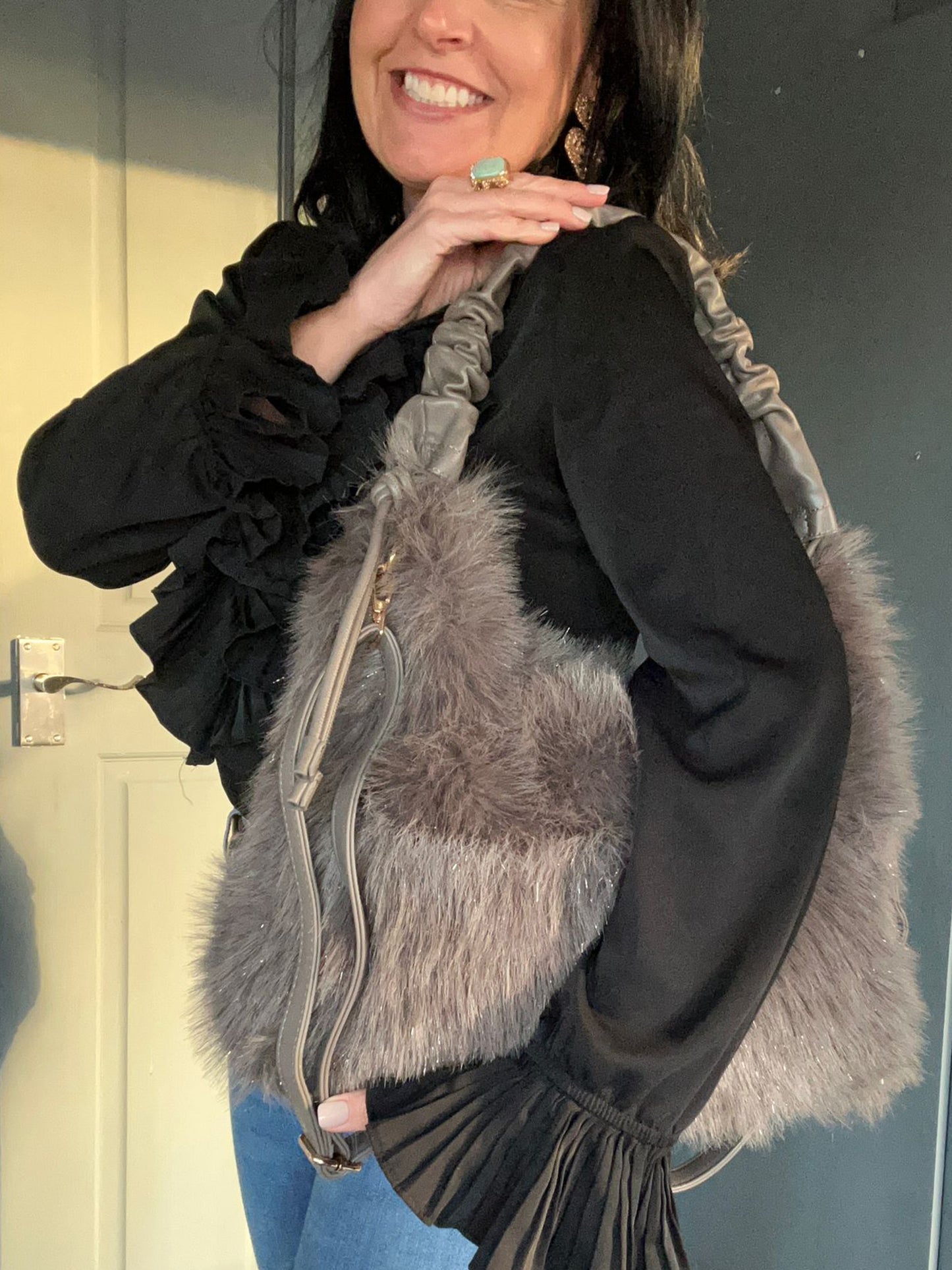 Angelica - Large Soft Faux Fur Bag