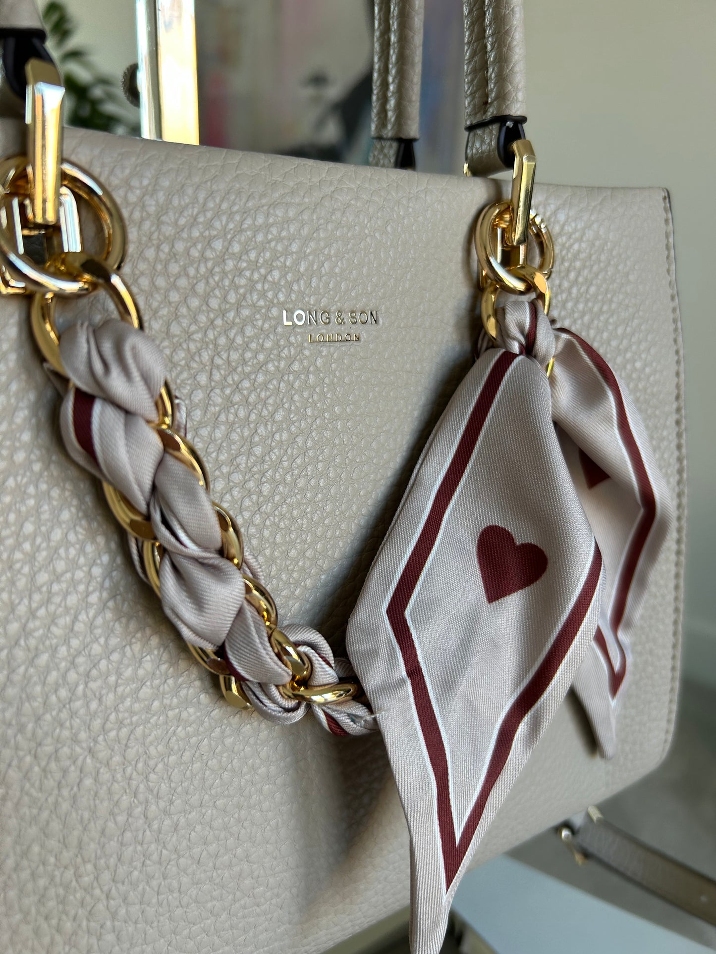 Charlotte - Handbag with chain & scarf detail