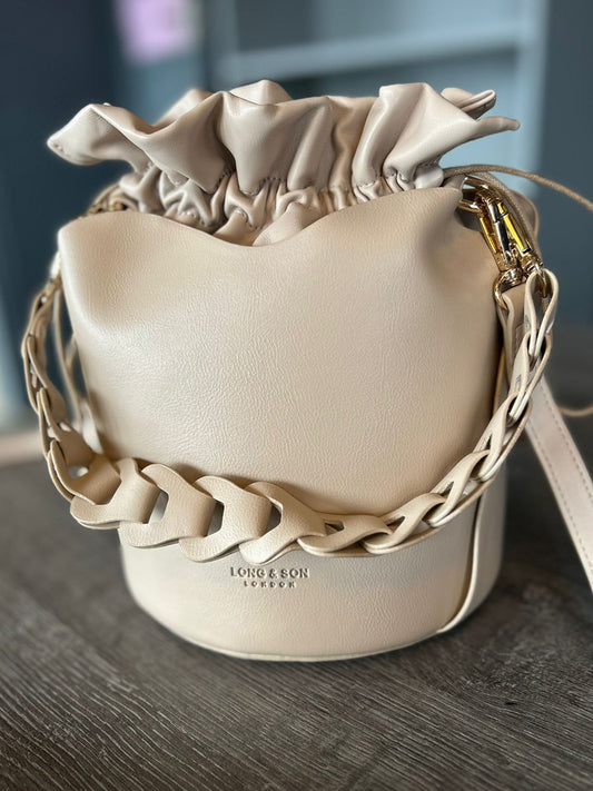 Beatrice - Faux Leather Drawstring Bucket Bag