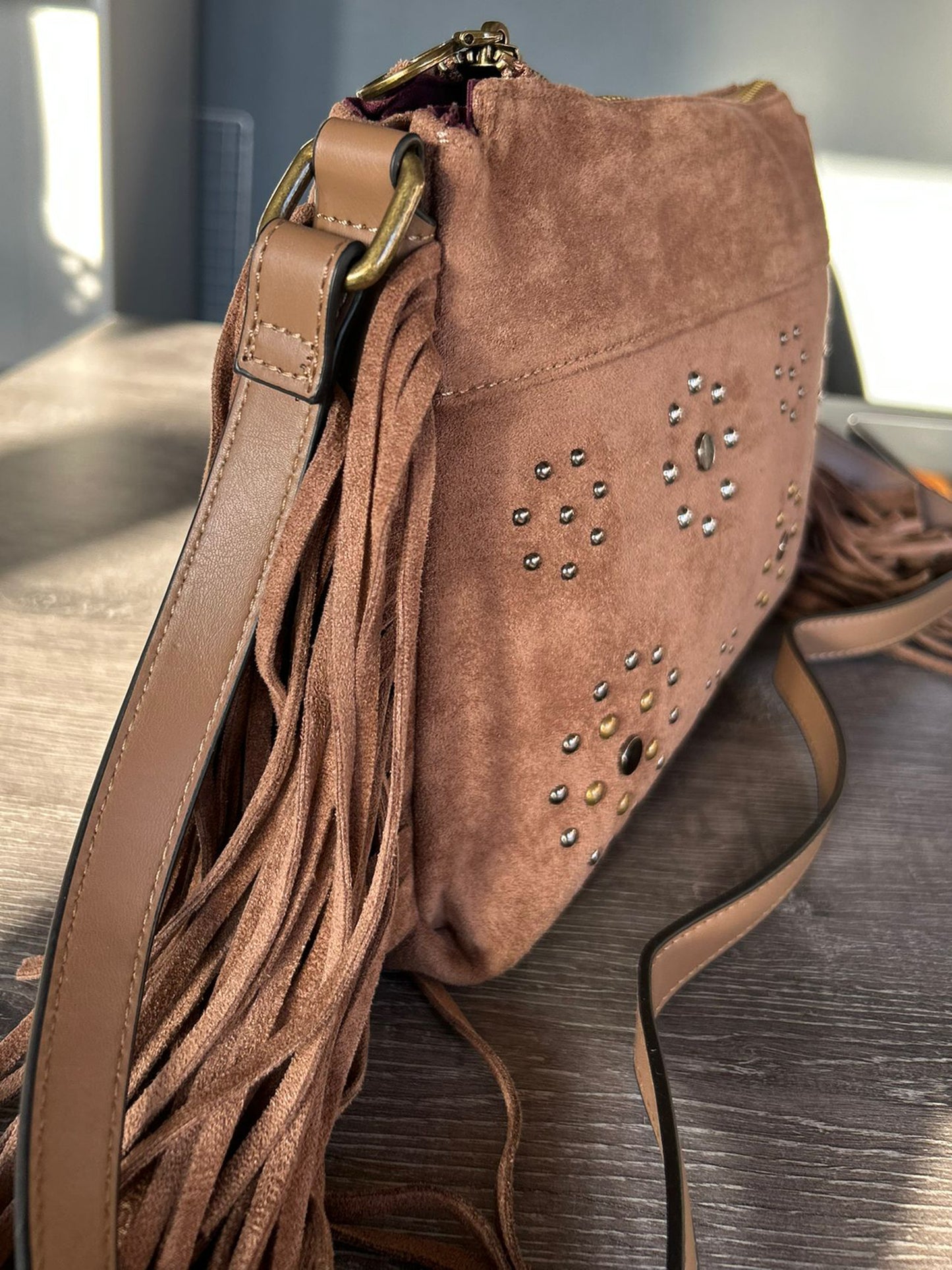 Beth - Tassle And Studs Soft Crossbody Bag
