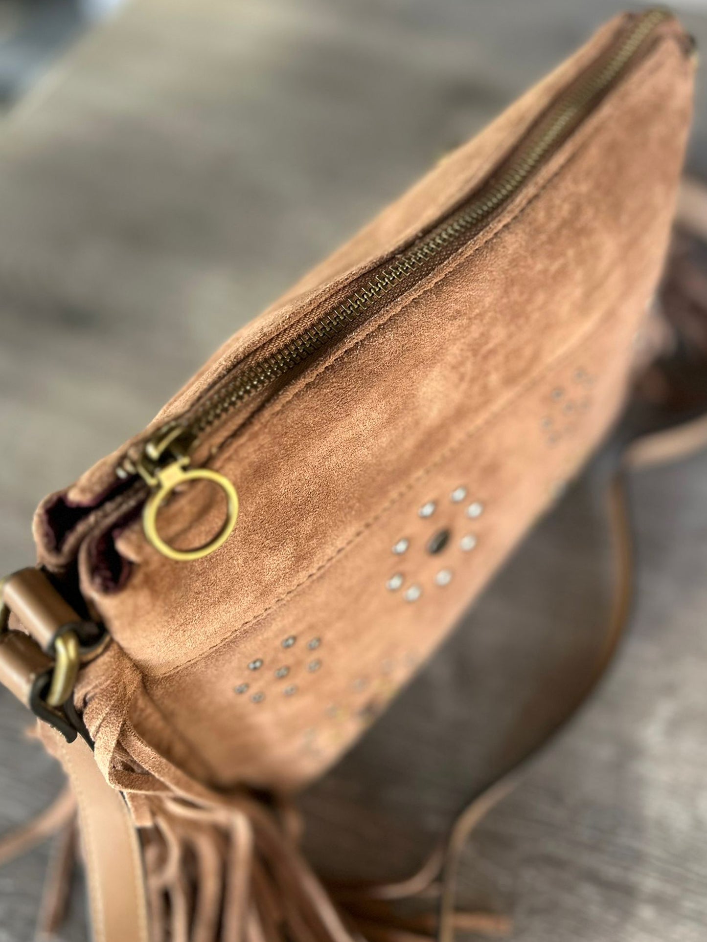 Beth - Tassle And Studs Soft Crossbody Bag