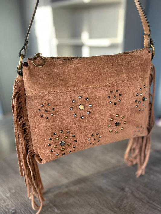 Beth - Tassle And Studs Soft Crossbody Bag