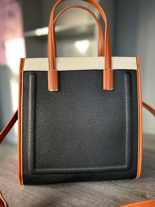 Carmel - Faux Leather Tan Edged Crossbody Bag