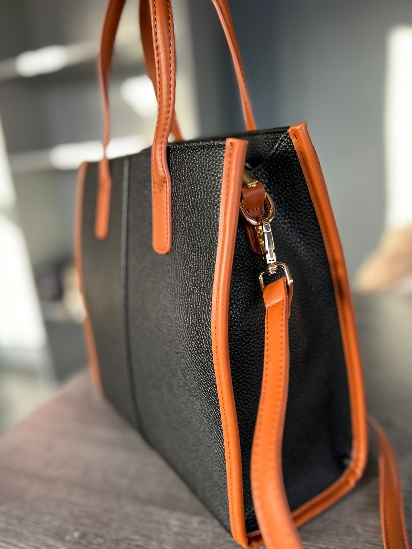 Carmel - Faux Leather Tan Edged Crossbody Bag