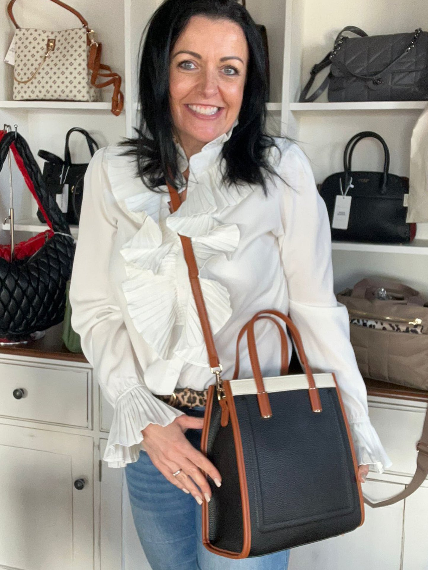 Carmel - Faux Leather Tan Edged Crossbody Bag