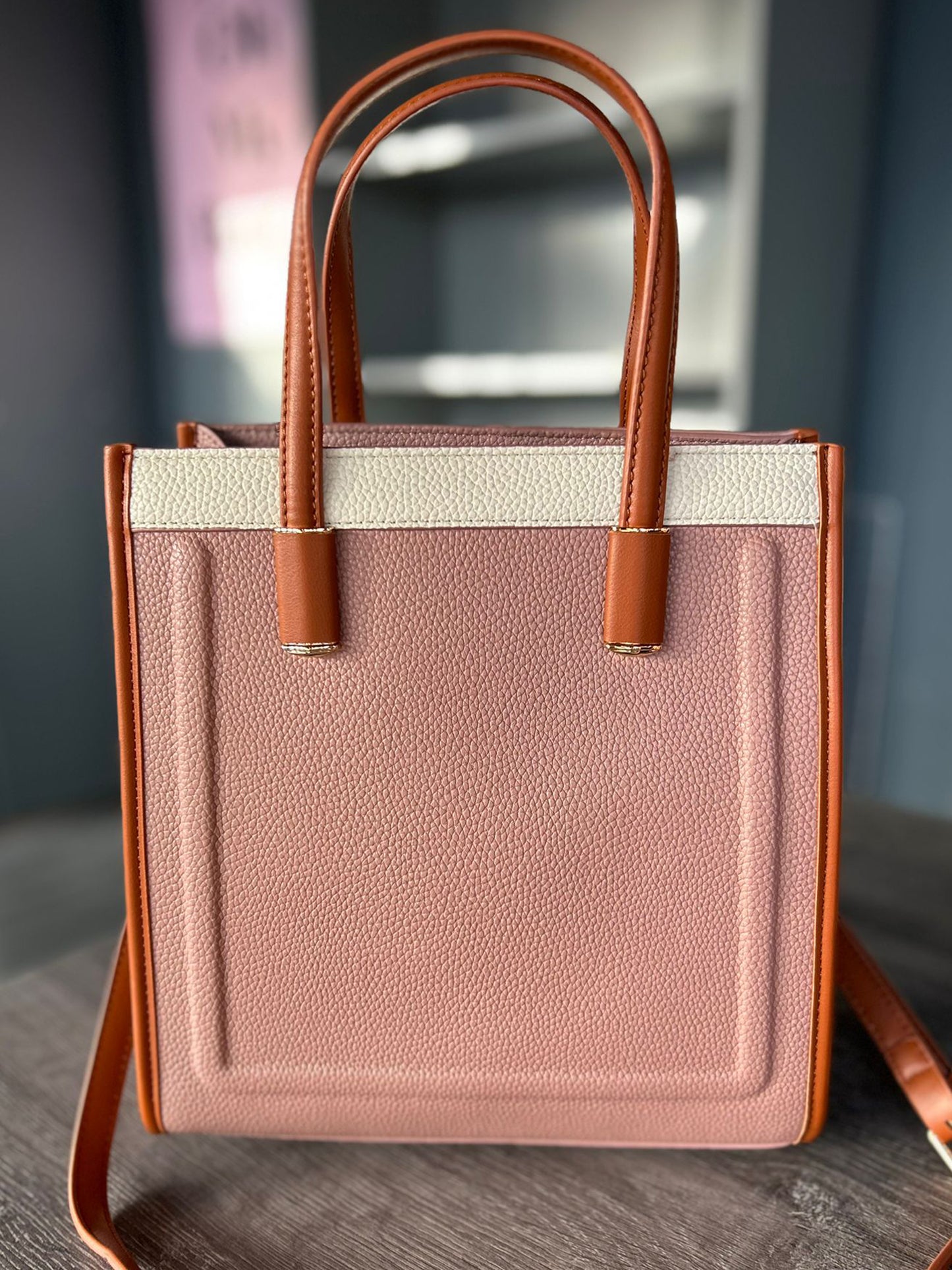 Carmel - Faux Leather Tan Edged Crossbody Bag