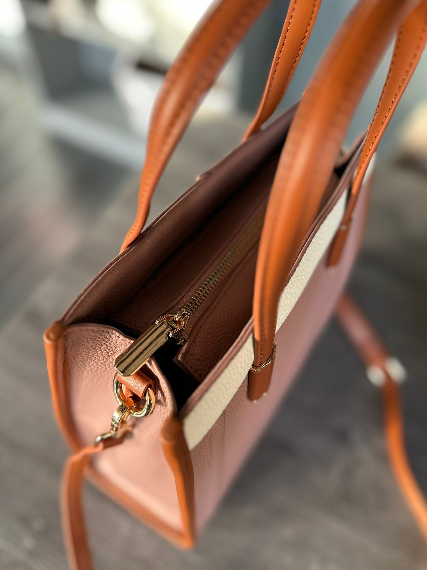 Carmel - Faux Leather Tan Edged Crossbody Bag