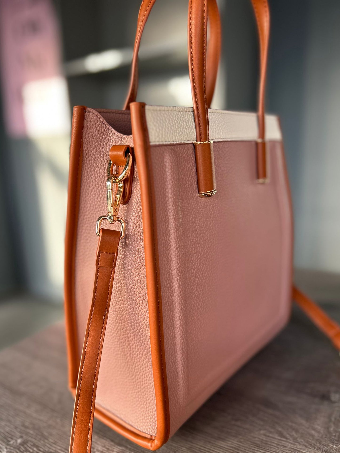 Carmel - Faux Leather Tan Edged Crossbody Bag