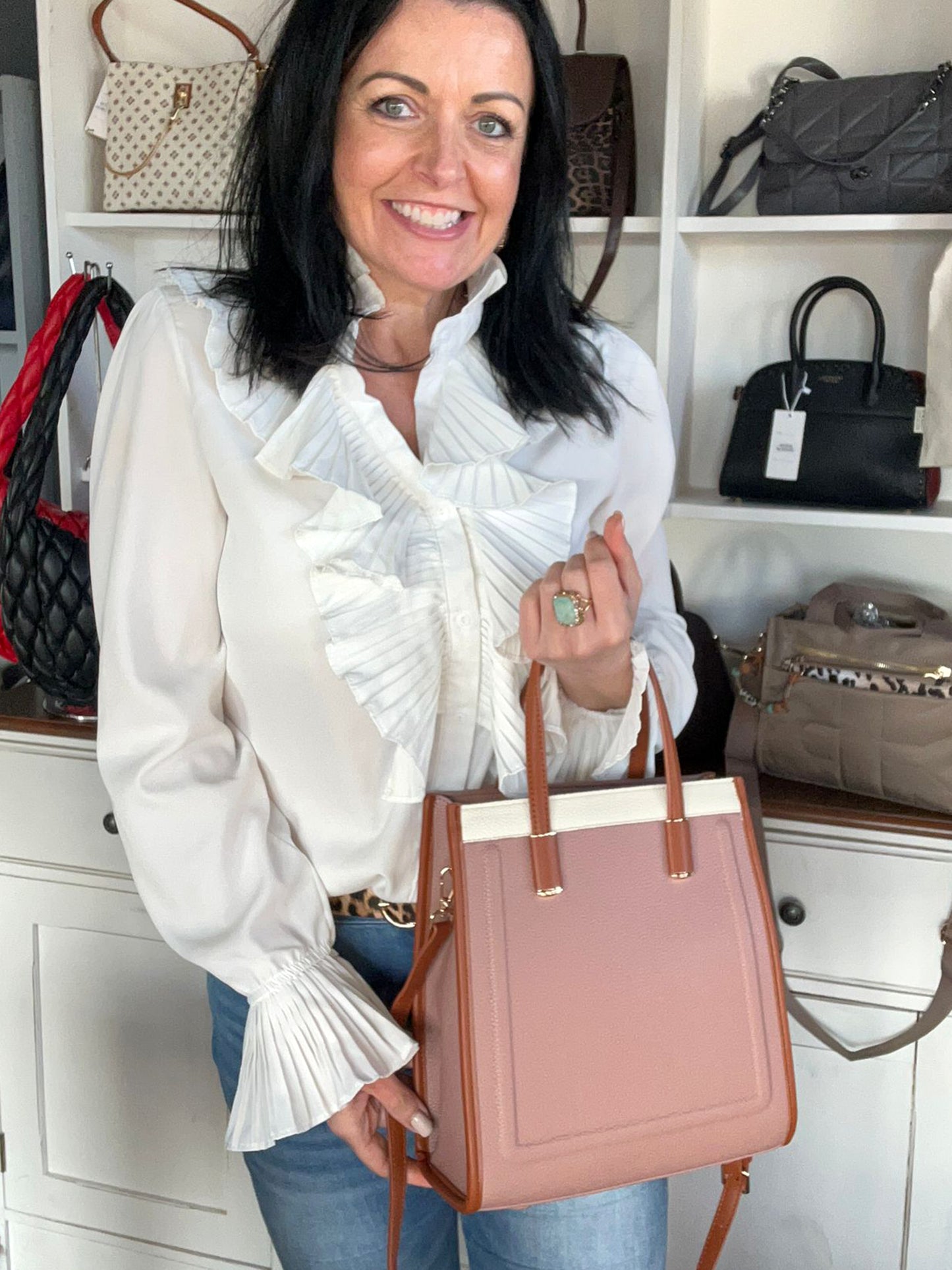 Carmel - Faux Leather Tan Edged Crossbody Bag