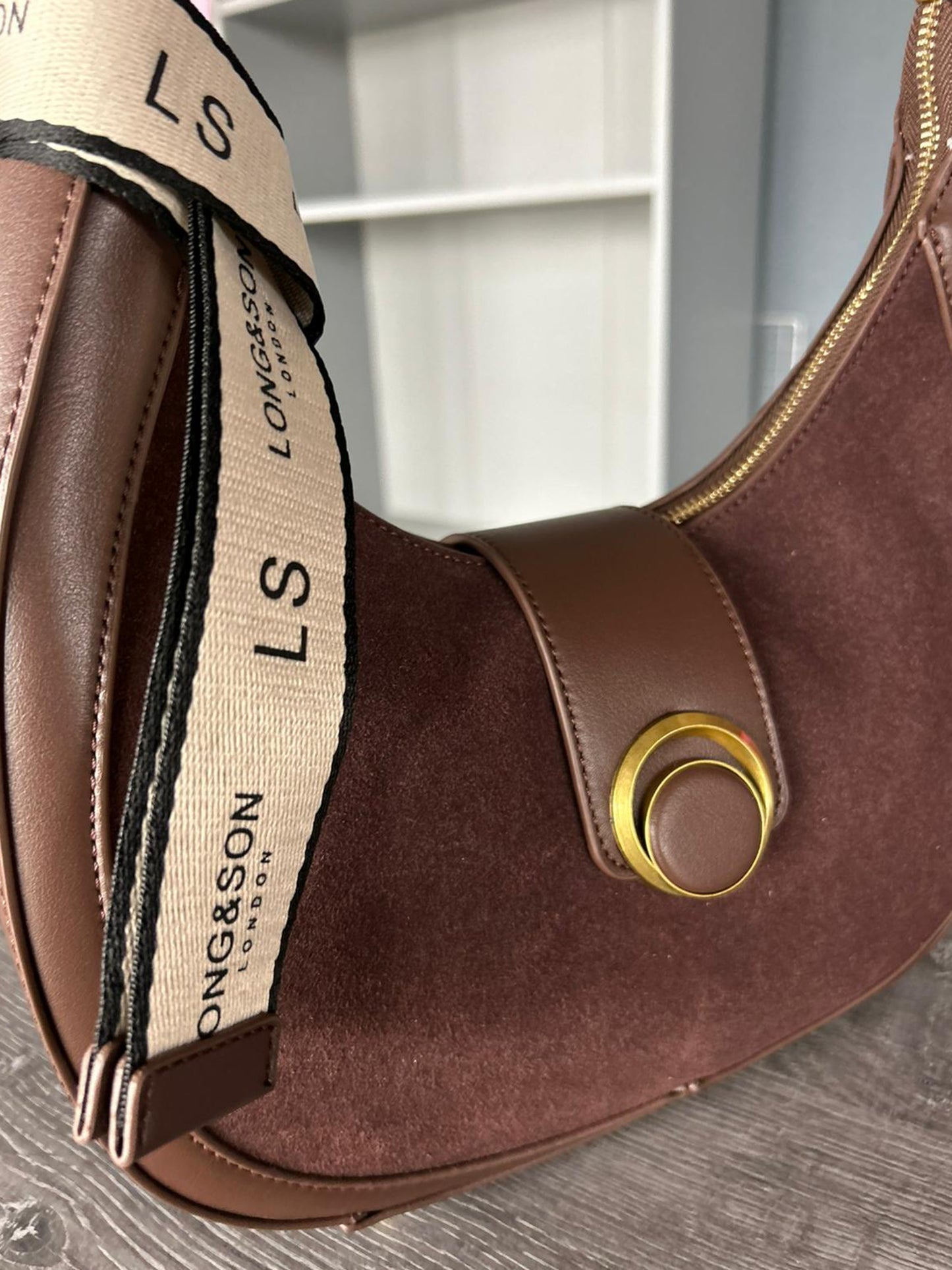 Carrie - Faux Leather and Suede Shoulder Bag