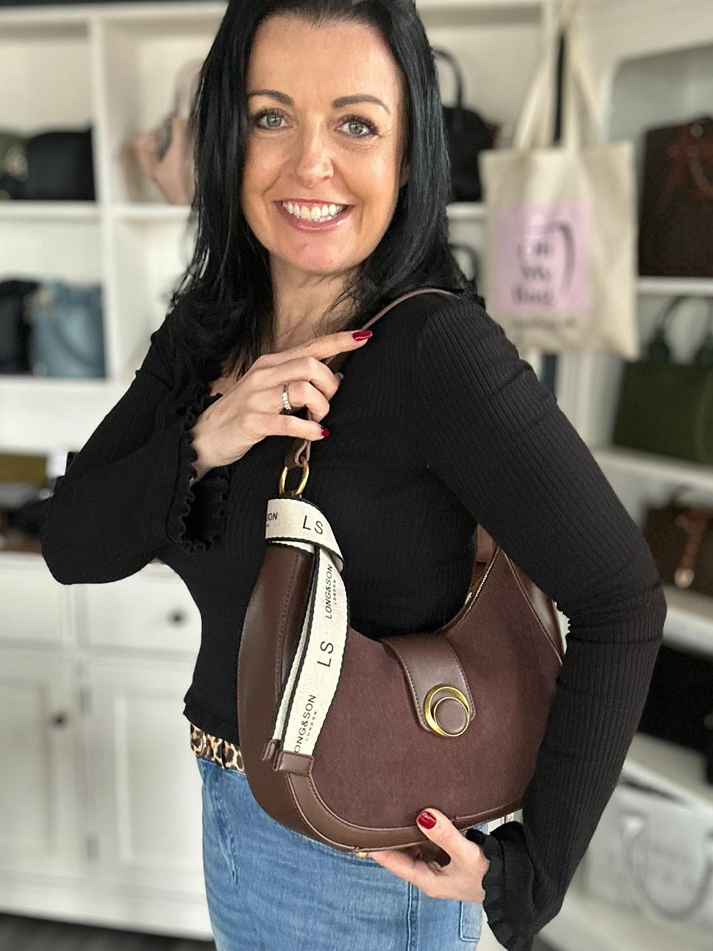 Carrie - Faux Leather and Suede Shoulder Bag