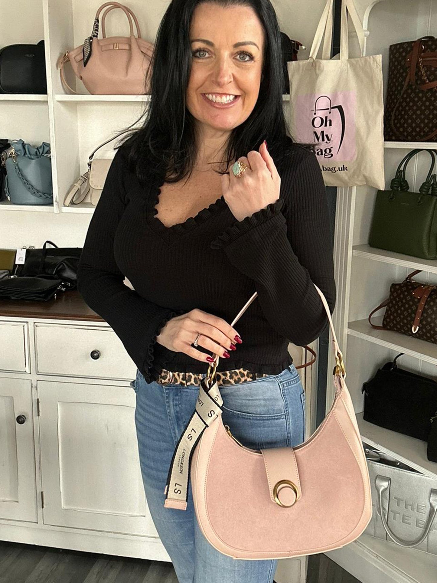 Carrie - Faux Leather and Suede Shoulder Bag