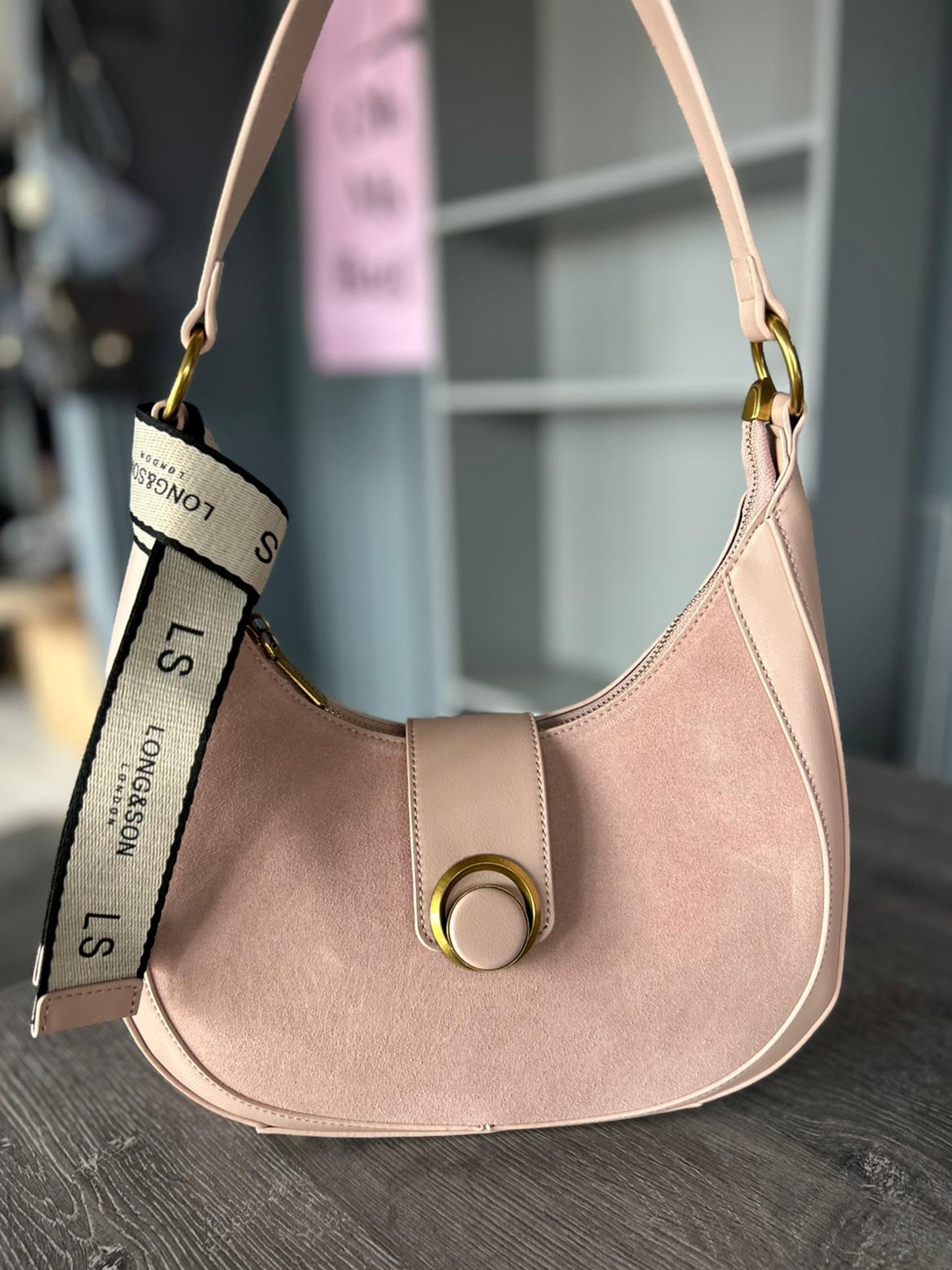 Carrie - Faux Leather and Suede Shoulder Bag