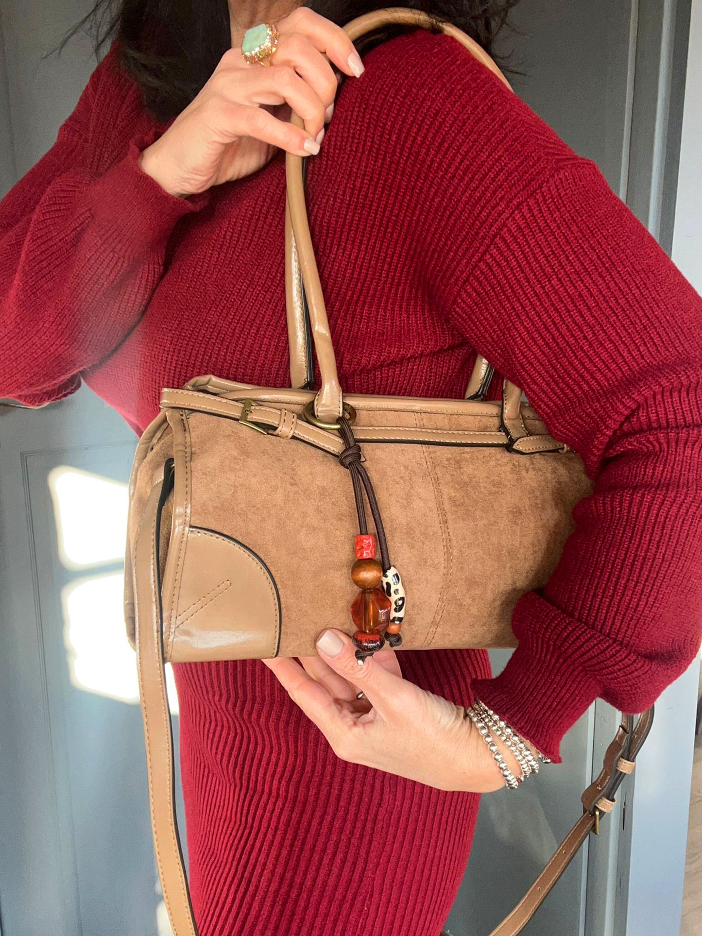 Cassie - Faux Suede Baguette Crossbody / Shoulder Bag