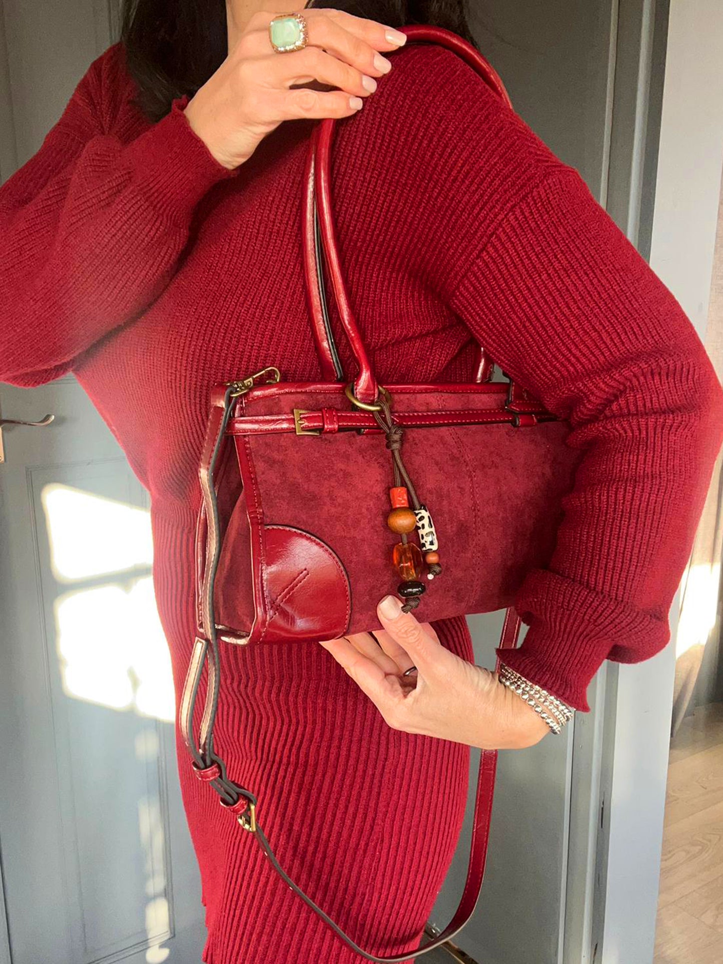 Cassie - Faux Suede Baguette Crossbody / Shoulder Bag